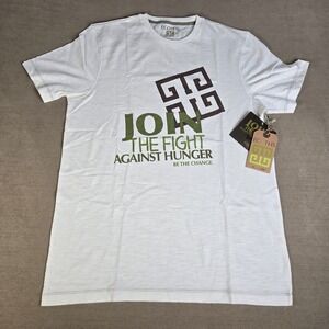 ECOTHS White 100% Organic Cotton Fight Hunger Graphic T Shirt‎ Size L